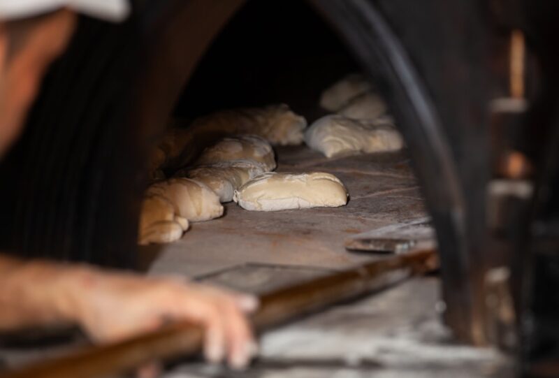 Daily production of bread baked with wood oven with traditional method.